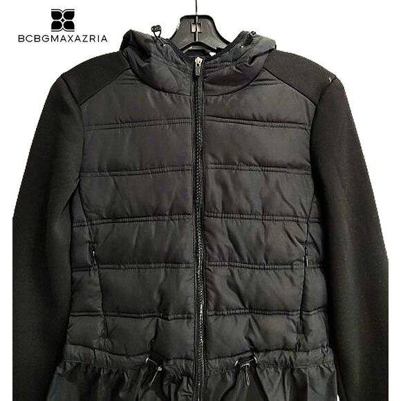 BCBGMAXARZIA NEW Peplum Quilted Hooded Lightweight Puffer Jacket S - Picture 2 of 12